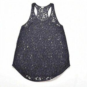 Aritzia Wilfred Madeline Grey Sheer Lace Floral Racerback Tank‎ Top Size XS